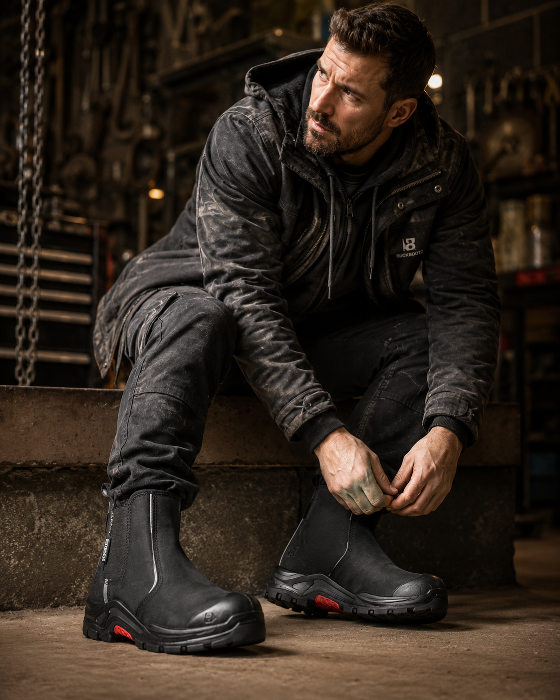 Buckler Nubuckz Safety Dealer Boot – Black Nubuck Composite Toe Work Boots | NKZ101BK