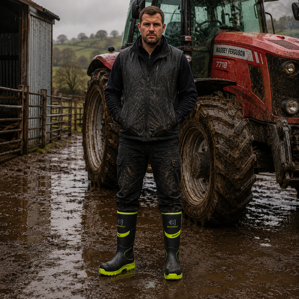 Buckler Hi-Vis Safety Wellies – Black & Yellow | BBZ8000BK/YL | Lightweight & EN Certified