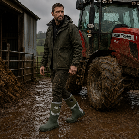 Buckbootz WALKERZGR Green Waterproof Walking Wellies Reflective