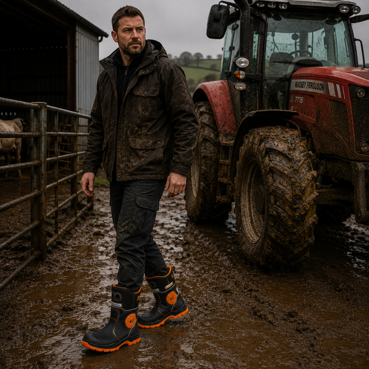 Buckbootz BVIZ5 Hi-Vis Waterproof Safety Rigger Boots S7S