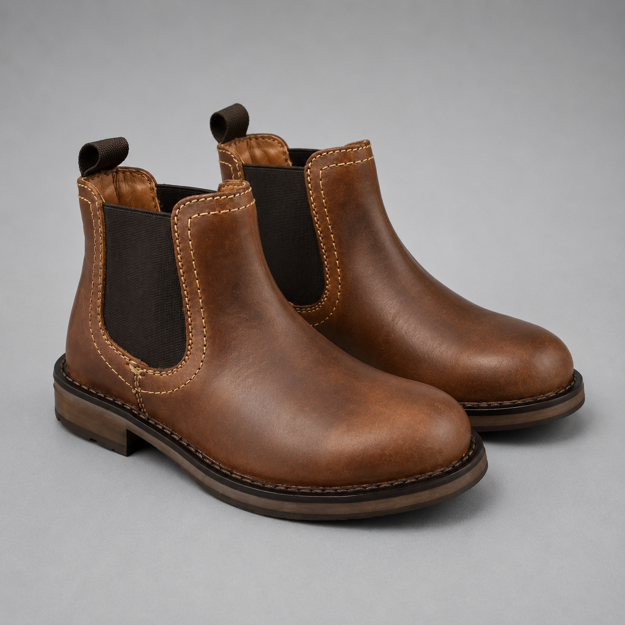 Oaktrak Oakham Kids Dealer Boot – Rustic Brown | Durable Leather Slip-On Boots (OAKHAM-RUSTIC)