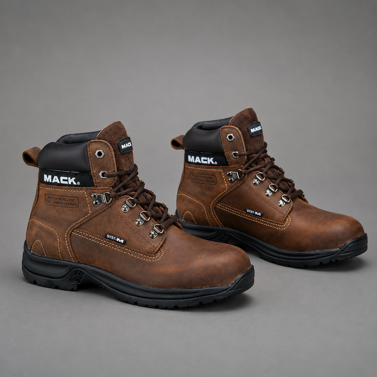 Mack Bulldog SB Safety Laced Boot – Steel Toe, Water-Resistant & Cushioned Support | Brown