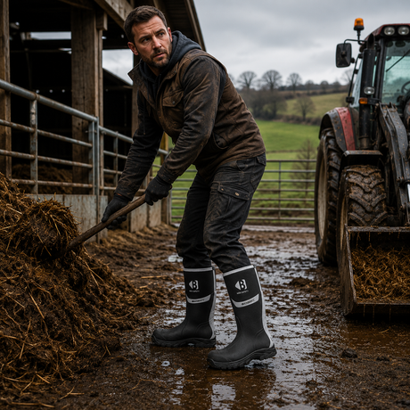 Buckbootz WALKERZBK Black Waterproof Walking Wellies Reflective