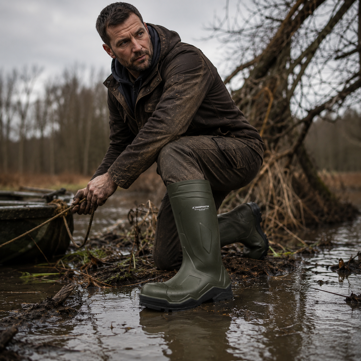 Swampmaster Pro Champion+ Non-Safety Wellington Green – Lightweight PU, Comfort-X™ Footbed & SRC Slip Resistance | SWP670