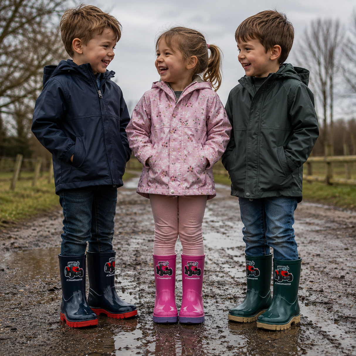 Swampmaster Junior Green Tractor Wellington Boot Waterproof | BB-SWP3330