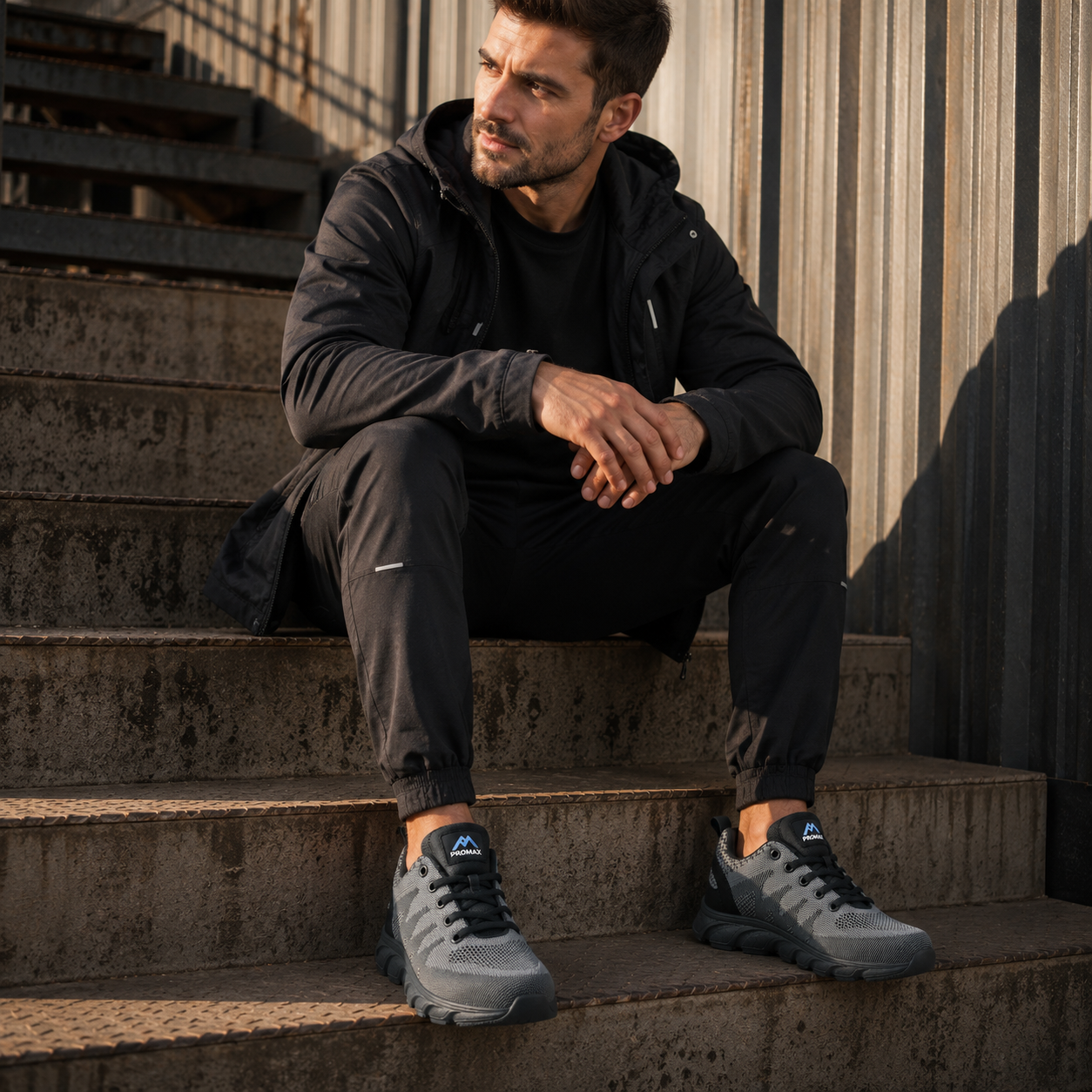 Proman Atlanta S3 Safety Trainer – Fibreglass Toecap, Water-Repellent & Anti-Fatigue | Black/Grey