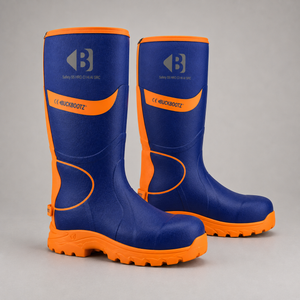 *SPECIAL PRICE* - Buckler Hi-Viz Safety Wellies – Blue & Orange Waterproof Boots | BBZ8000BL/OR