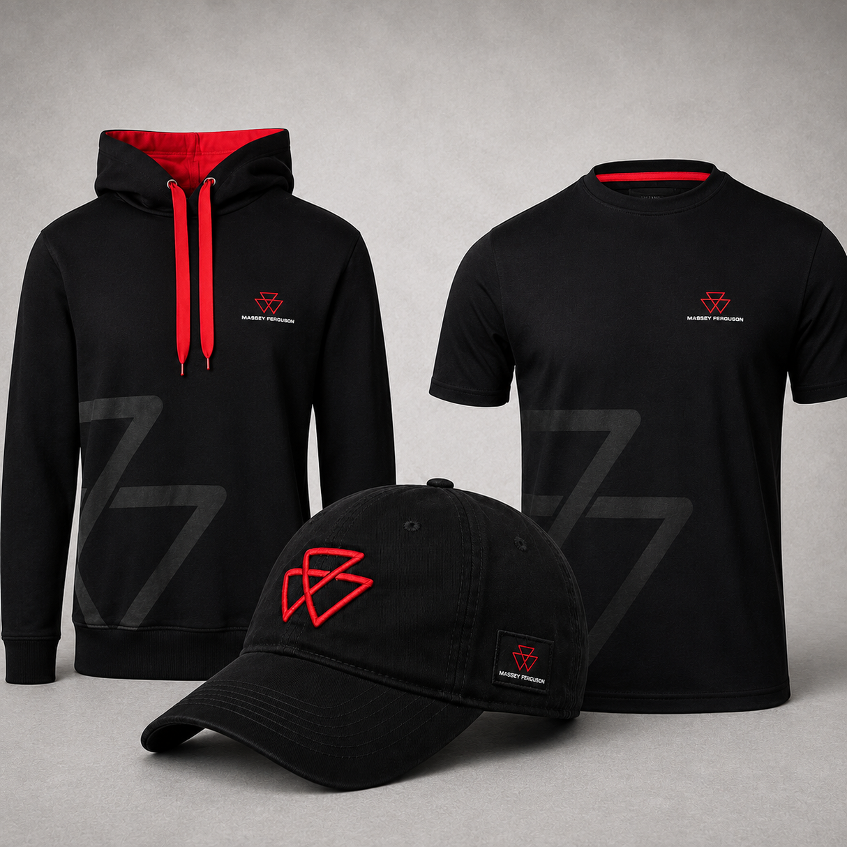Massey Ferguson Premium Apparel Bundle Black | Hoodie, Tee & Cap