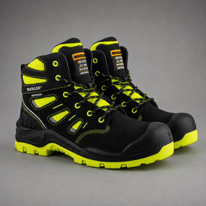 *STOCK CLEARANCE* - Buckler - Buckz Viz Safety Boots - BVIZ2 BK YL Buckzviz Lace Boot - Black HI Vis Yellow - Size UK 6