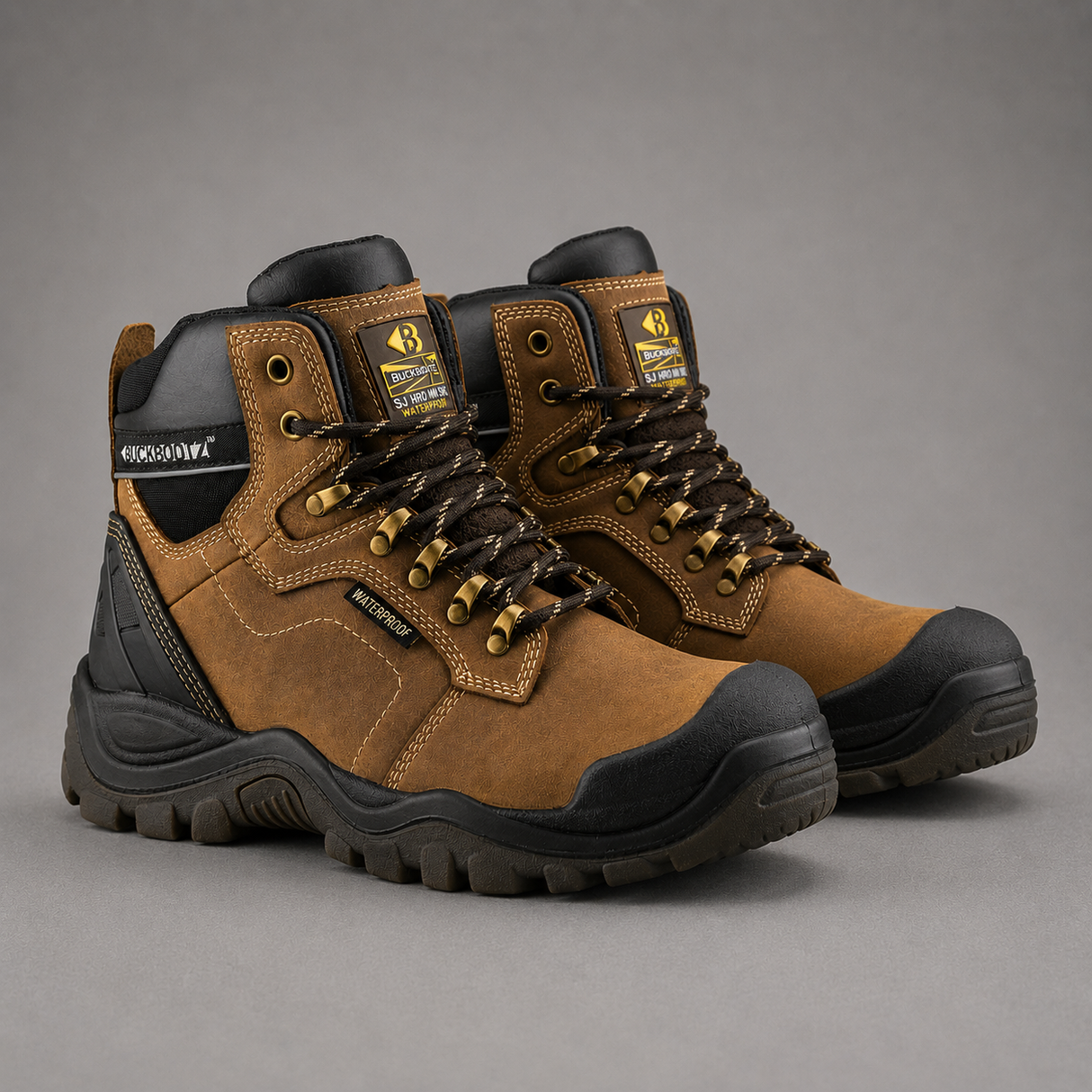 *SPECIAL PRICE* - Buckler Buckbootz Safety Lace Boot – BSH009WPBR | Waterproof & Slip-Resistant