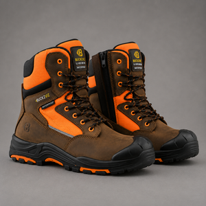 *SPECIAL PRICE* - Buckler Hi-Vis High Leg Zip Waterproof Safety Boots – BVIZ1OR/BR
