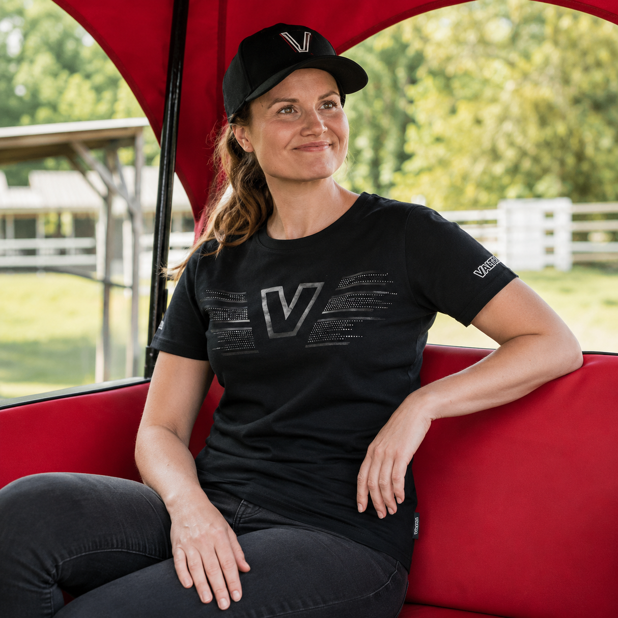 Valtra Women’s Black T-Shirt – Rhinestone Design | V4280871