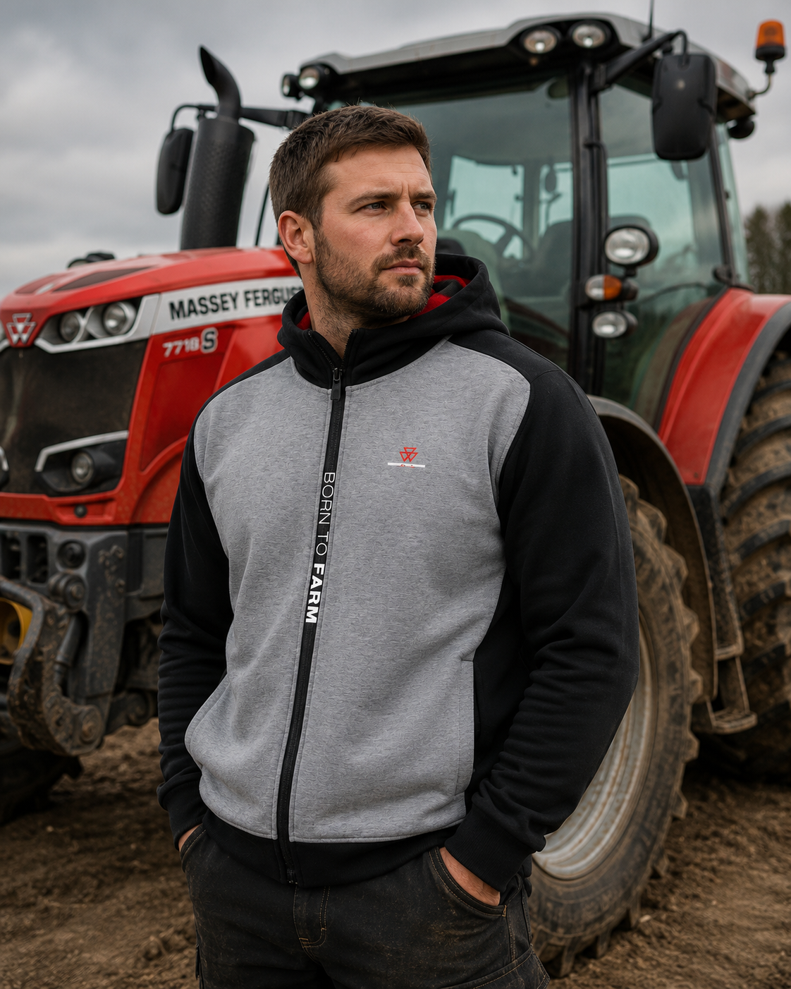 Massey Ferguson Sweat Jacket – Warm & Stylish Raglan Sleeve Design | X993322217