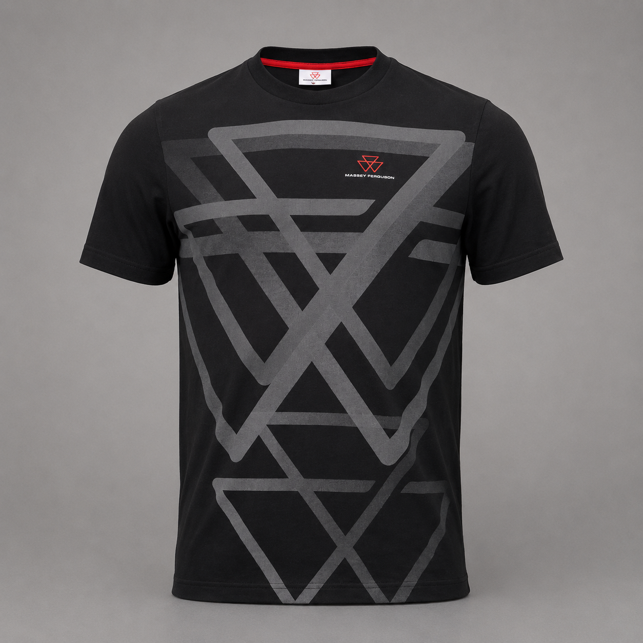Massey Ferguson Multiple Logos Black T-Shirt – 100% Cotton | X993602405