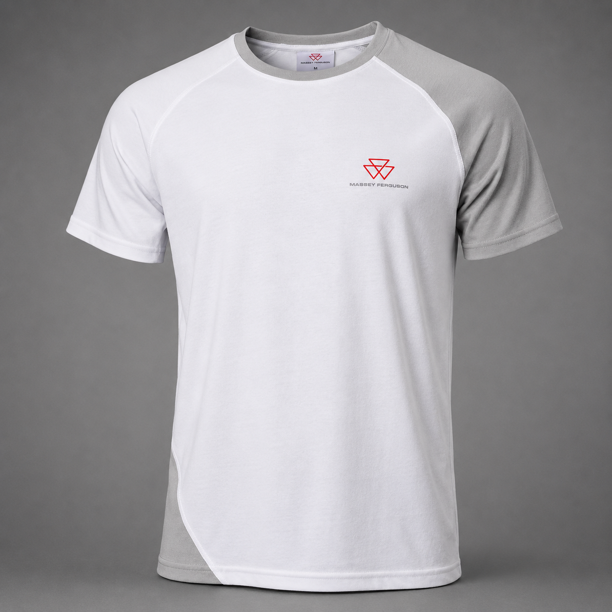 Massey Ferguson Men's White & Light Grey T-Shirt – Breathable & Antibacterial | X993322305