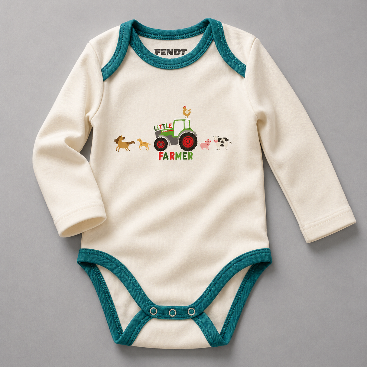 Fendt Baby Onesie – Soft Organic Cotton with Tractor & Animal Print | X991023160000