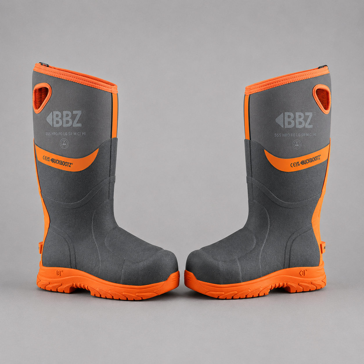 Buckbootz BBZ9000GYOR Hi-Vis Safety Wellington S5S Metatarsal