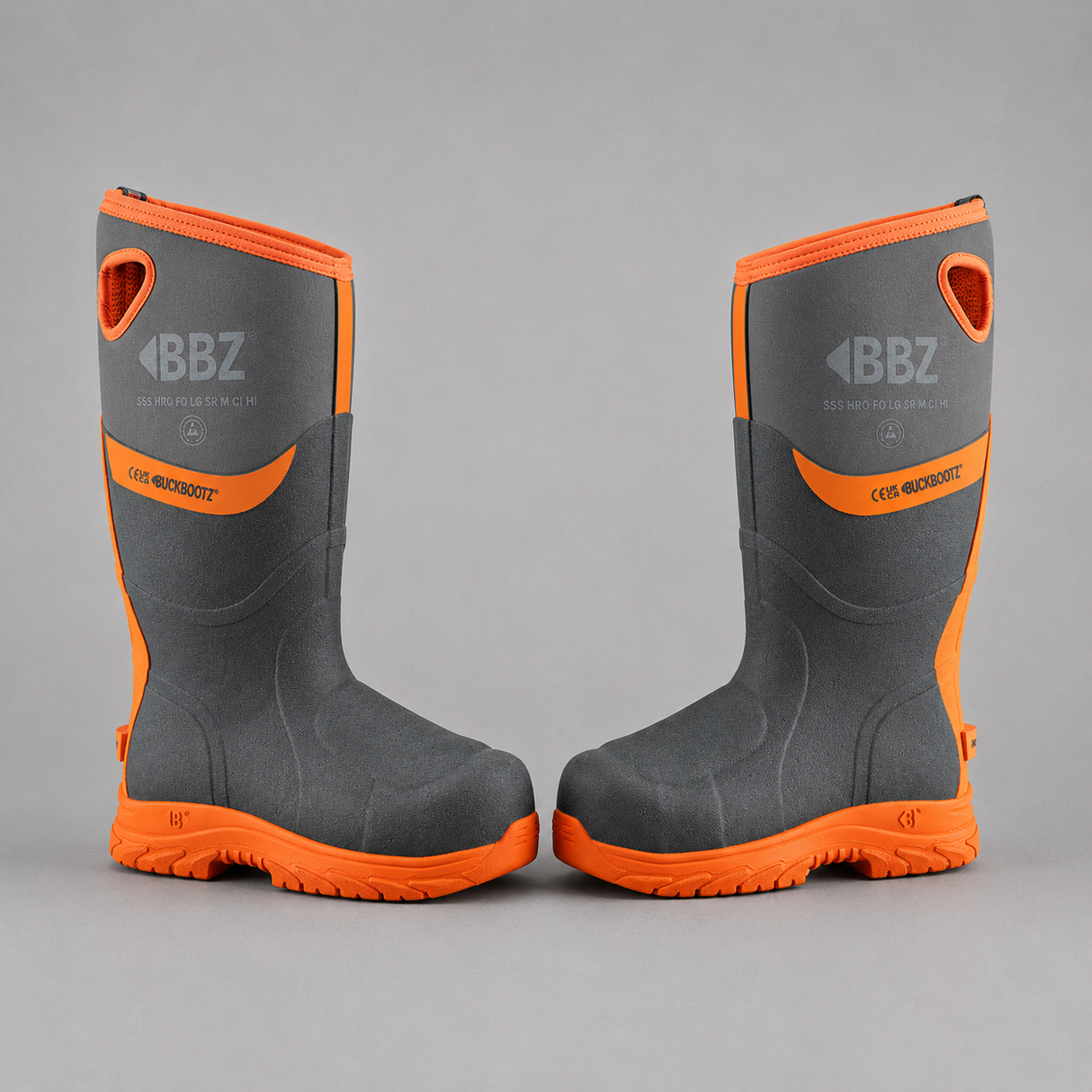 Buckbootz BBZ9000GYOR Hi-Vis Safety Wellington S5S Metatarsal