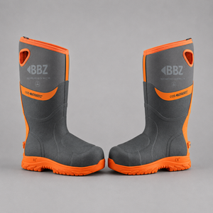 Buckbootz BBZ9000GYOR Hi-Vis Safety Wellington S5S Metatarsal