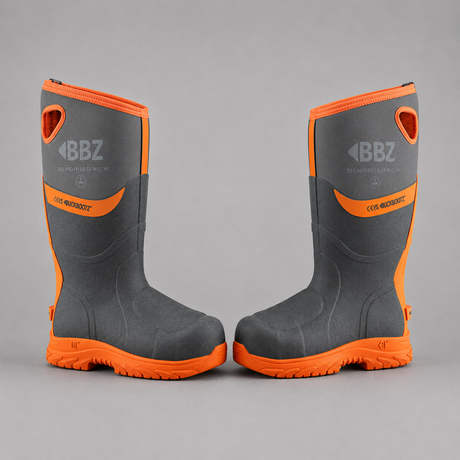 Buckbootz BBZ9000GYOR Hi-Vis Safety Wellington S5S Metatarsal
