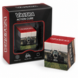 A Valtra action cube puzzle toy shown next to its retail box. The cube is completed and displays a tractor on a green field design, with red and white Valtra branding on the top and side.