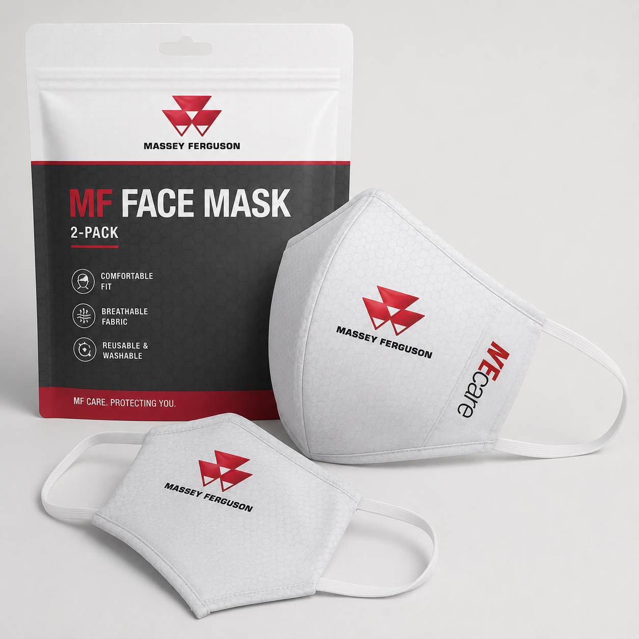Massey Ferguson MF Face Mask Pack of 2 White X993432001000