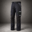 A pair of dark gray Fendi work pants with multiple utility pockets, shown against a dark gray studio background.