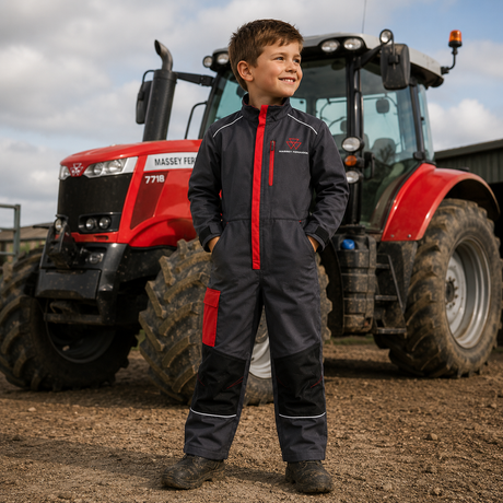 Massey Ferguson Kids' Overall – Durable, Reflective & Adjustable Workwear | X993532207