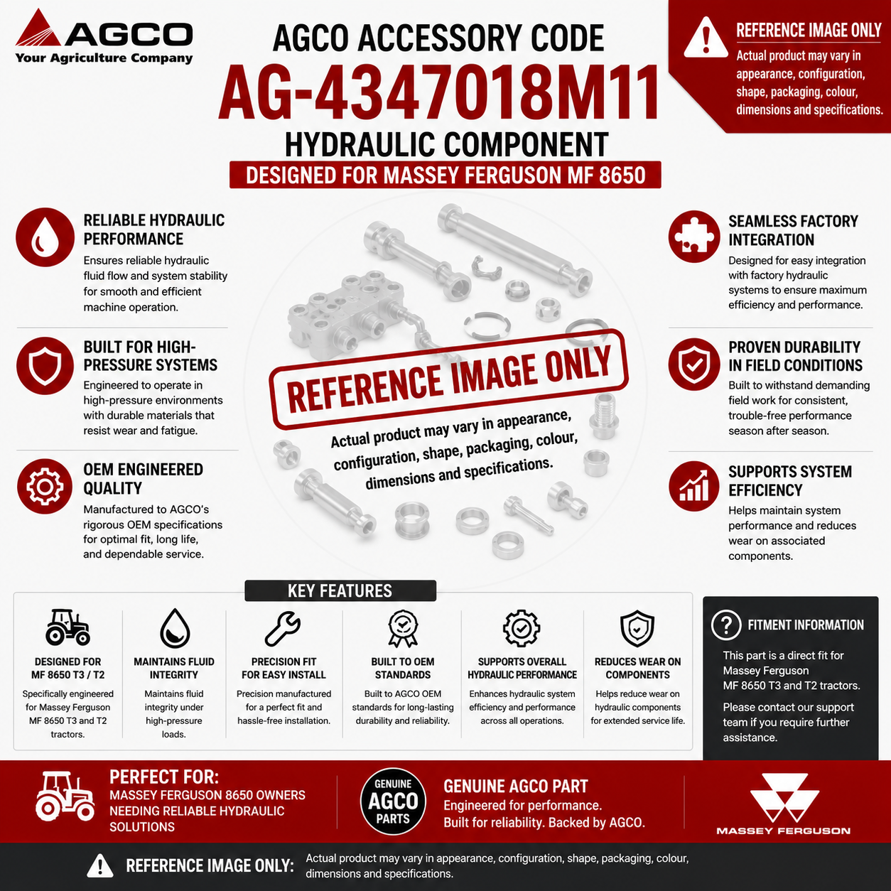 AGCO Accessory Code AG‑4347018M11 – Hydraulic Component for MF 8650
