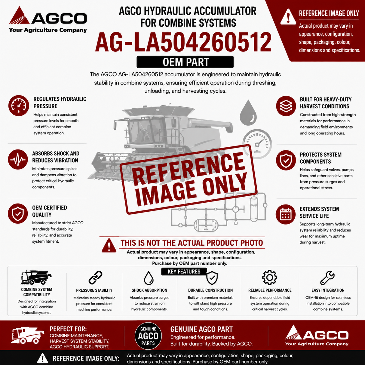 AGCO Hydraulic Accumulator for Combine Systems | AG-LA504260512