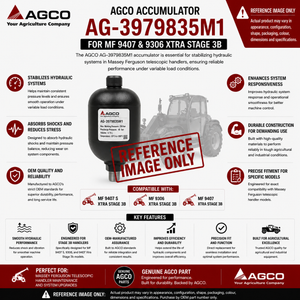 AGCO Accumulator AG‑3979835M1 for MF 9407 & 9306 Xtra Stage 3b