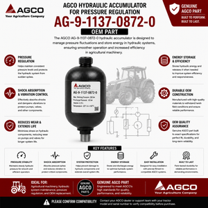 AGCO Hydraulic Accumulator for Pressure Regulation | AG-9-1137-0872-0