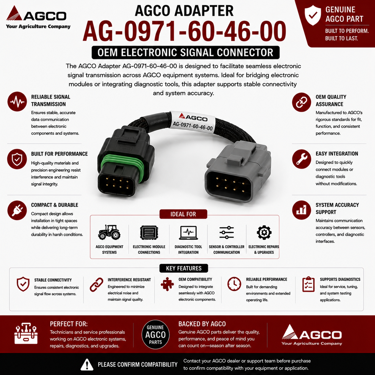 AGCO Adapter AG-0971-60-46-00 | OEM Electronic Signal Connector