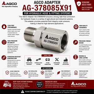AGCO Adapter AG-378085X91 for Hydraulic Hose and Fitting Systems