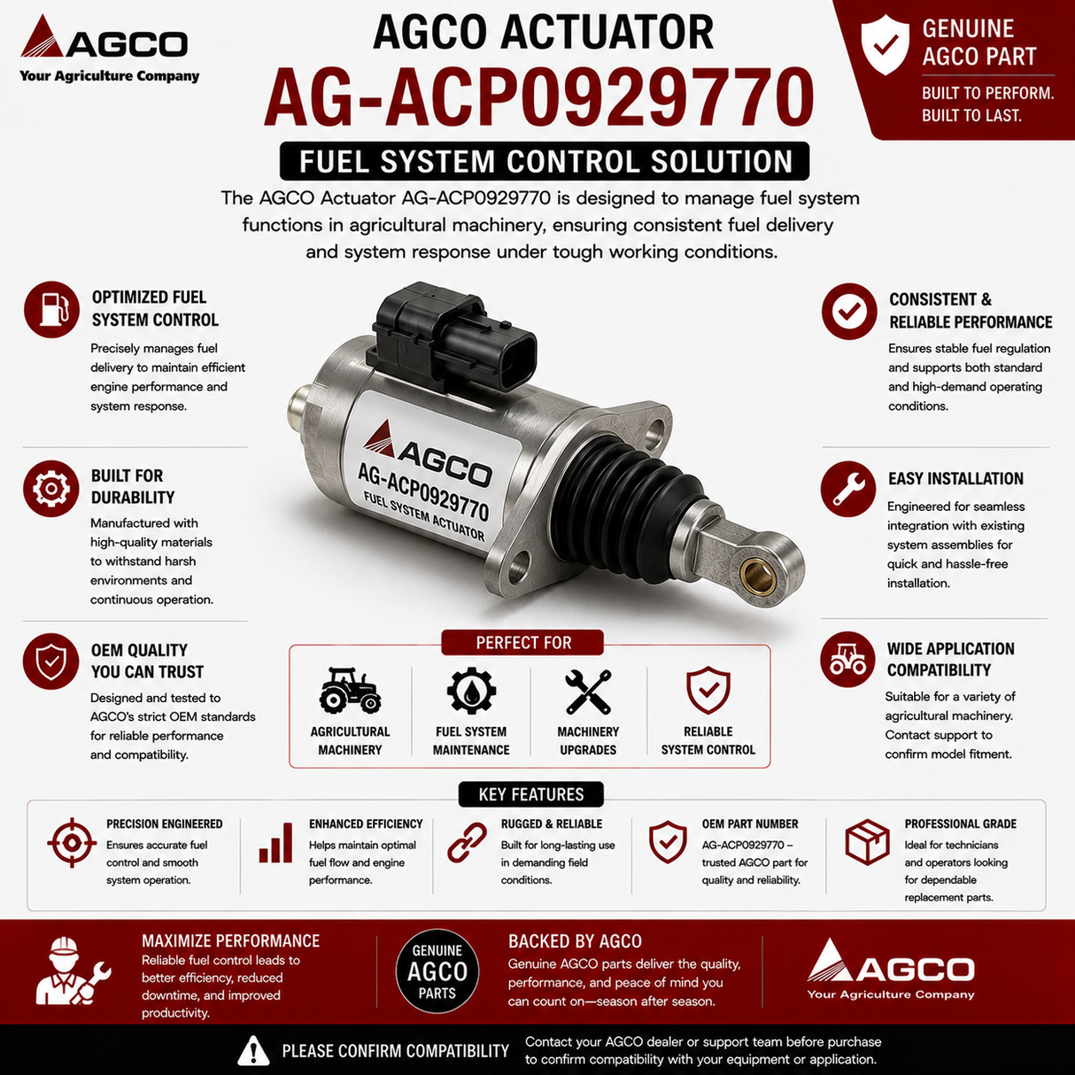 AGCO Actuator AG-ACP0929770 | Fuel System Control Solution