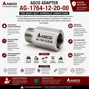 AGCO Adapter AG-1764-12-20-00 for Heavy-Duty Hydraulic Connections