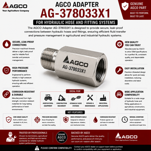 AGCO Adapter AG-378033X1 for Hydraulic Hose and Fitting Systems
