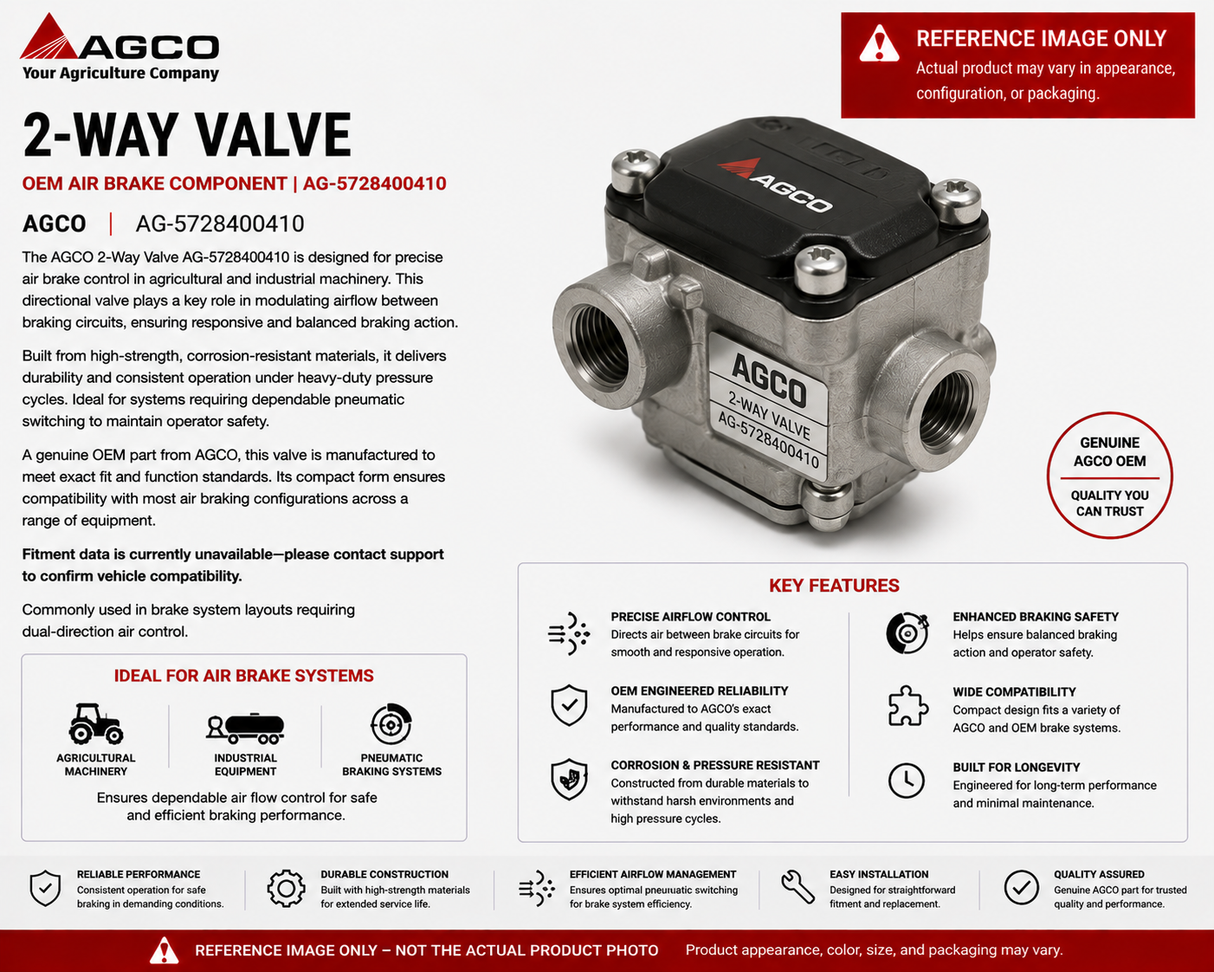 AGCO 2-Way Valve | OEM Air Brake Component | AG-5728400410