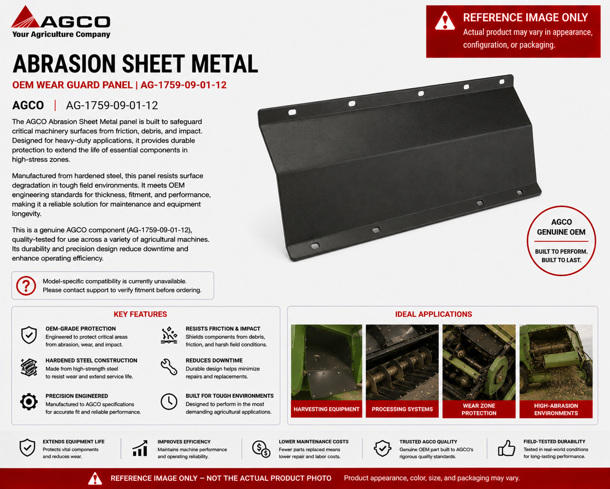 AGCO Abrasion Sheet Metal | OEM Wear Guard Panel | AG-1759-09-01-12