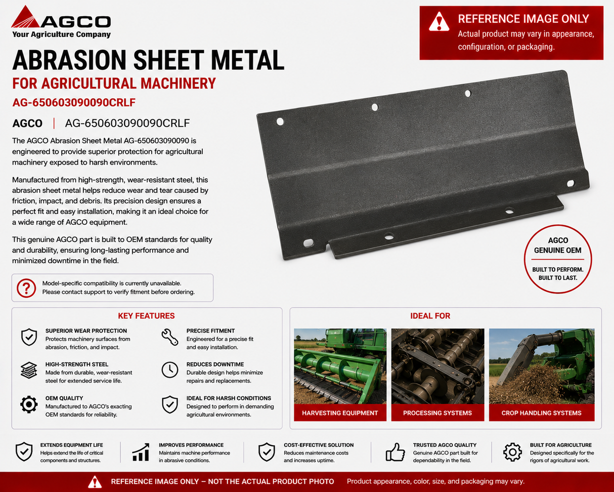 AGCO Abrasion Sheet Metal for Agricultural Machinery | AG-650603090090