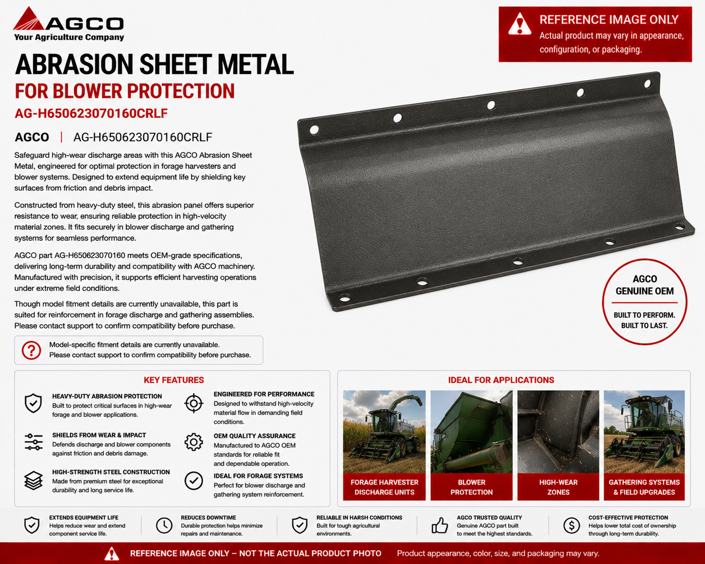 AGCO Abrasion Sheet Metal for Blower Protection | AG-H650623070160