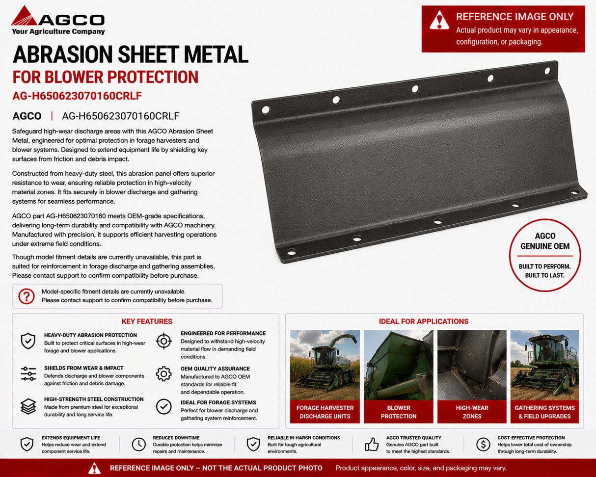 AGCO Abrasion Sheet Metal for Blower Protection | AG-H650623070160