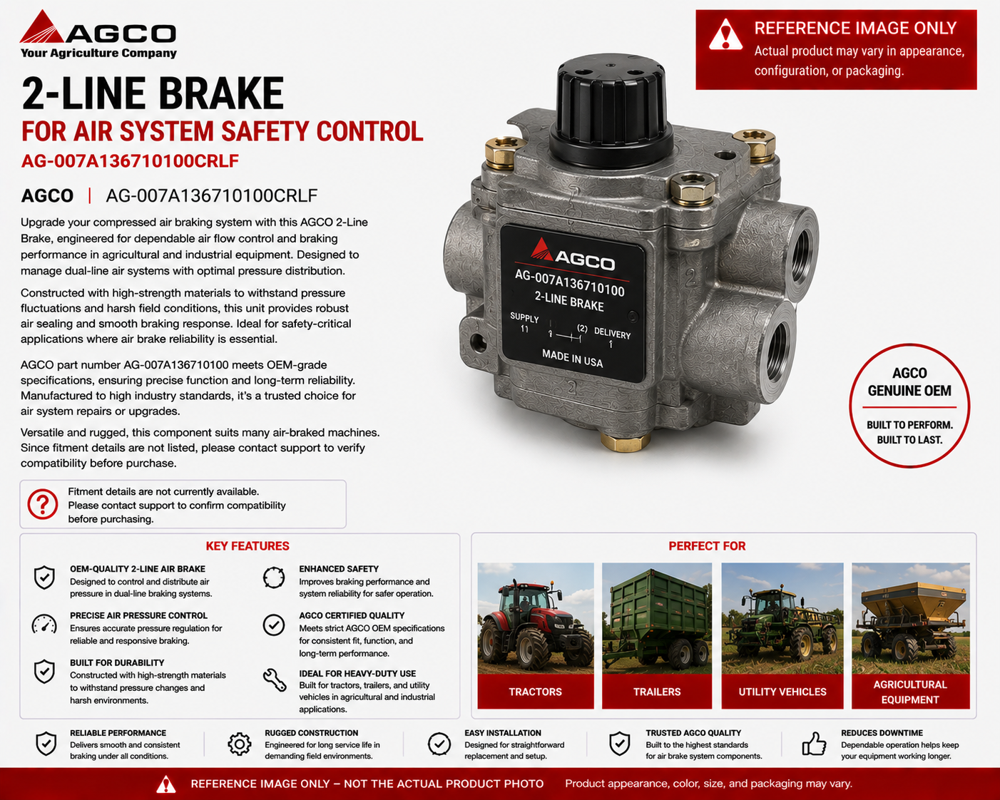 AGCO 2-Line Brake for Air System Safety Control | AG-007A136710100