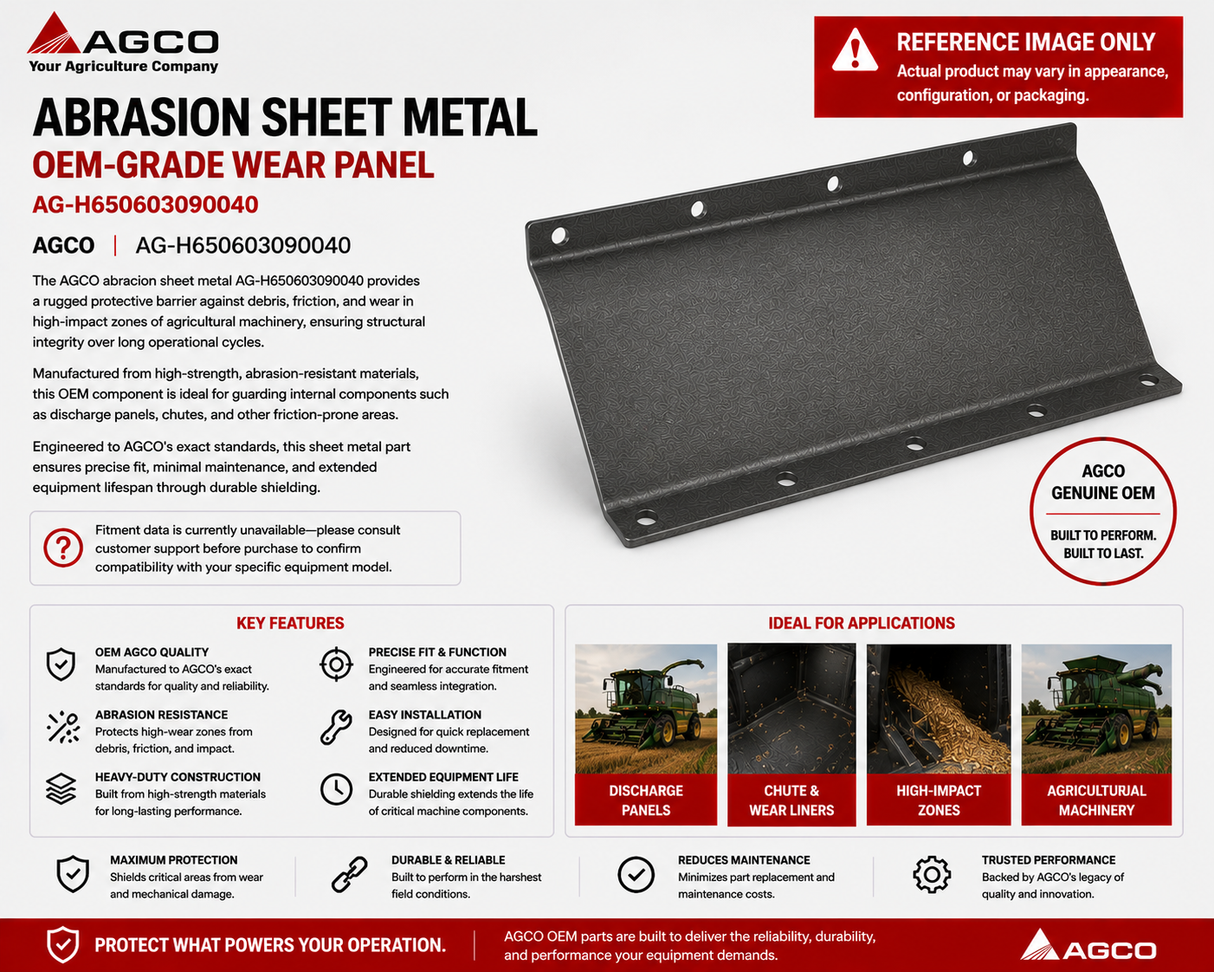 AGCO Abrasion Sheet Metal AG-H650603090040 | OEM-Grade Wear Panel