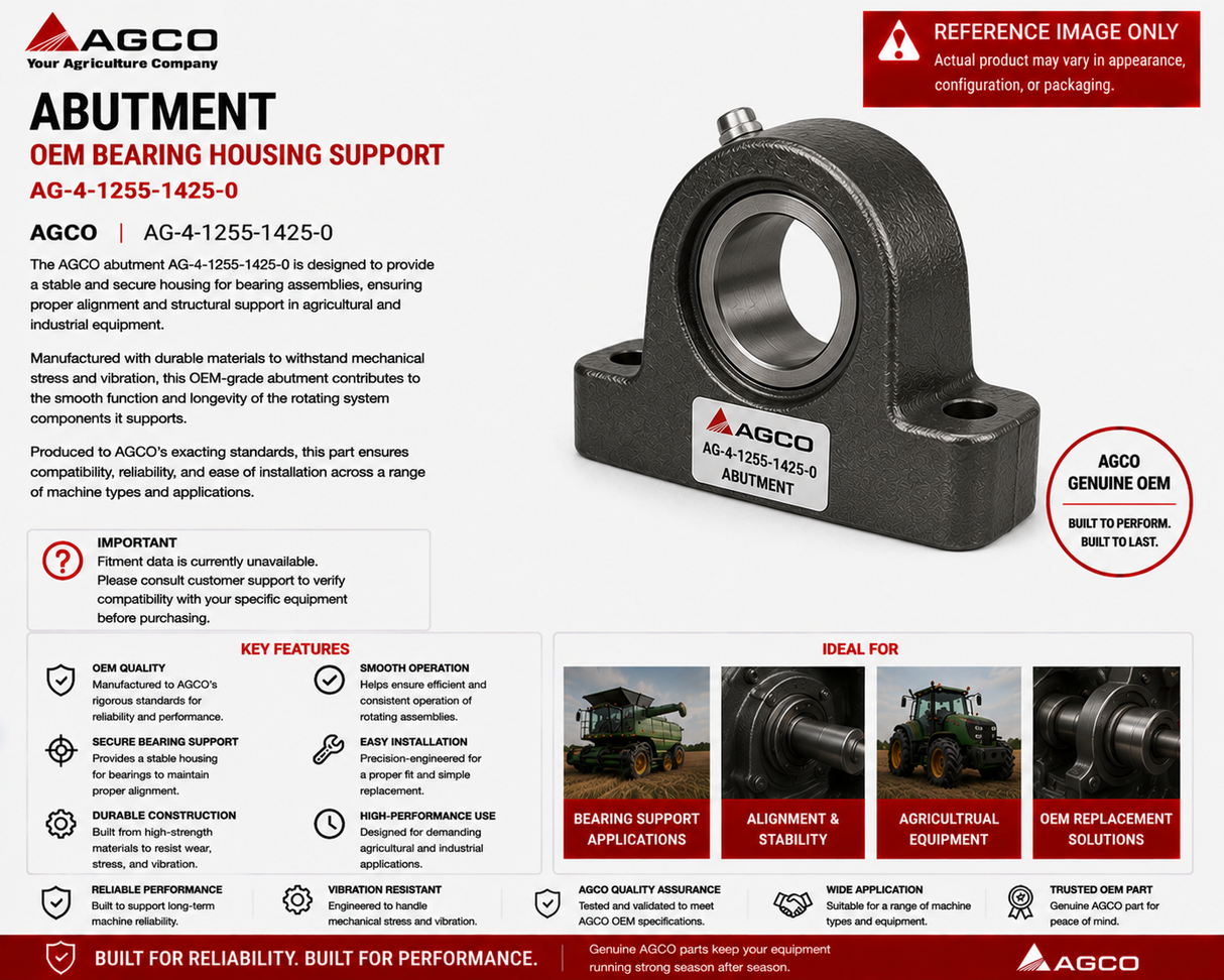 AGCO Abutment AG-4-1255-1425-0 | OEM Bearing Housing Support