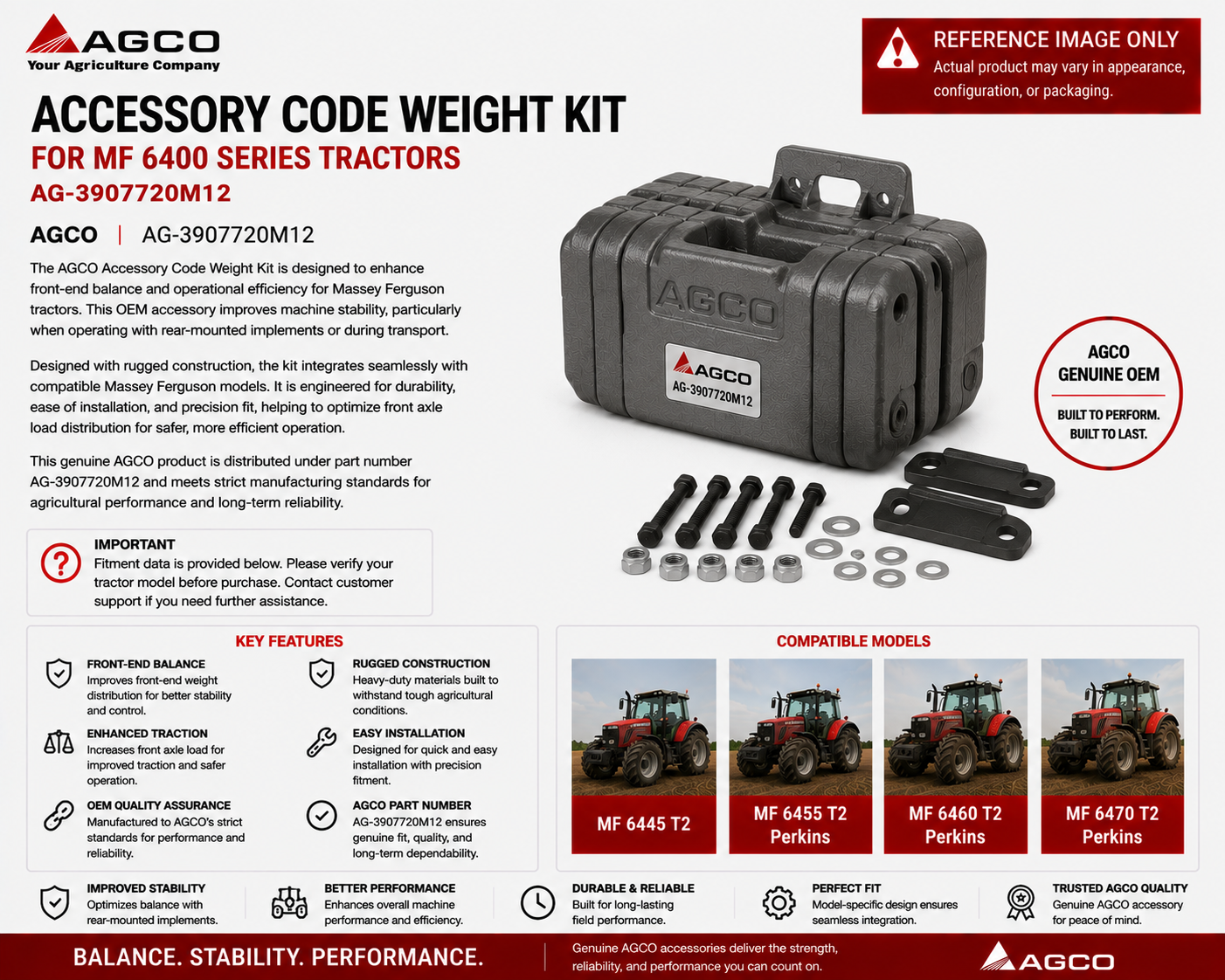 AGCO Accessory Code Weight Kit | AG-3907720M12 for MF 6400 Series