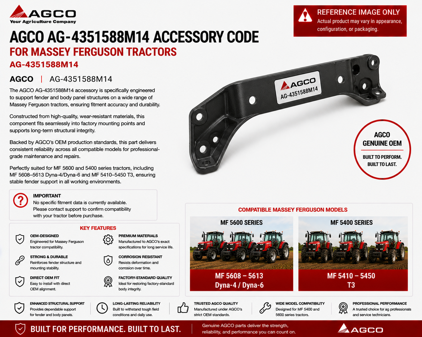 AGCO AG‑4351588M14 Accessory Code – For Massey Ferguson Tractors