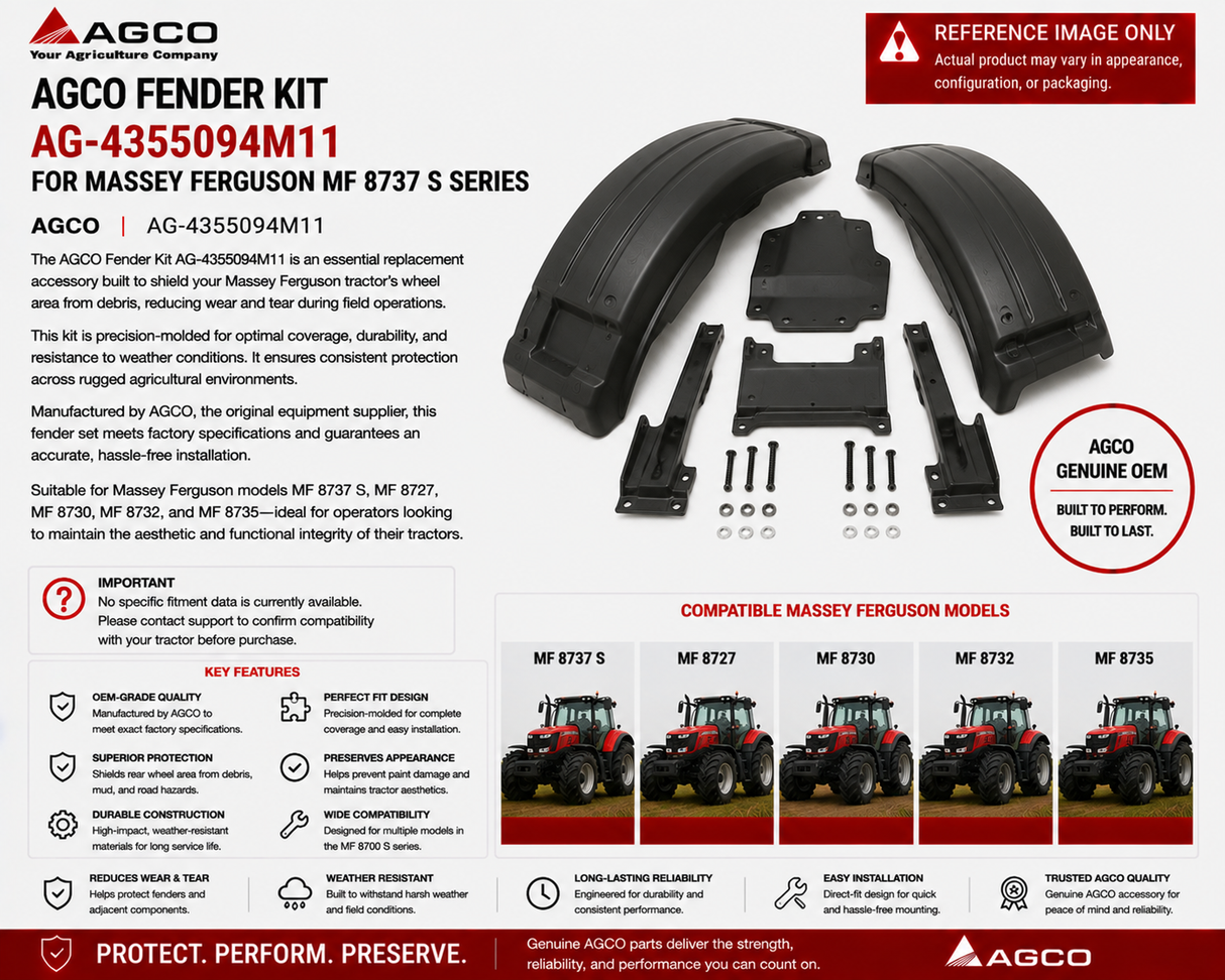 AGCO Fender Kit AG‑4355094M11 for Massey Ferguson MF 8737 S Series