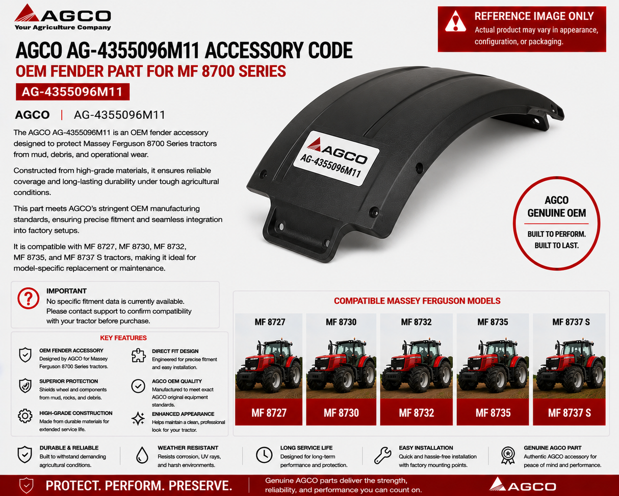 AGCO AG‑4355096M11 Accessory Code – OEM Fender Part for MF 8700