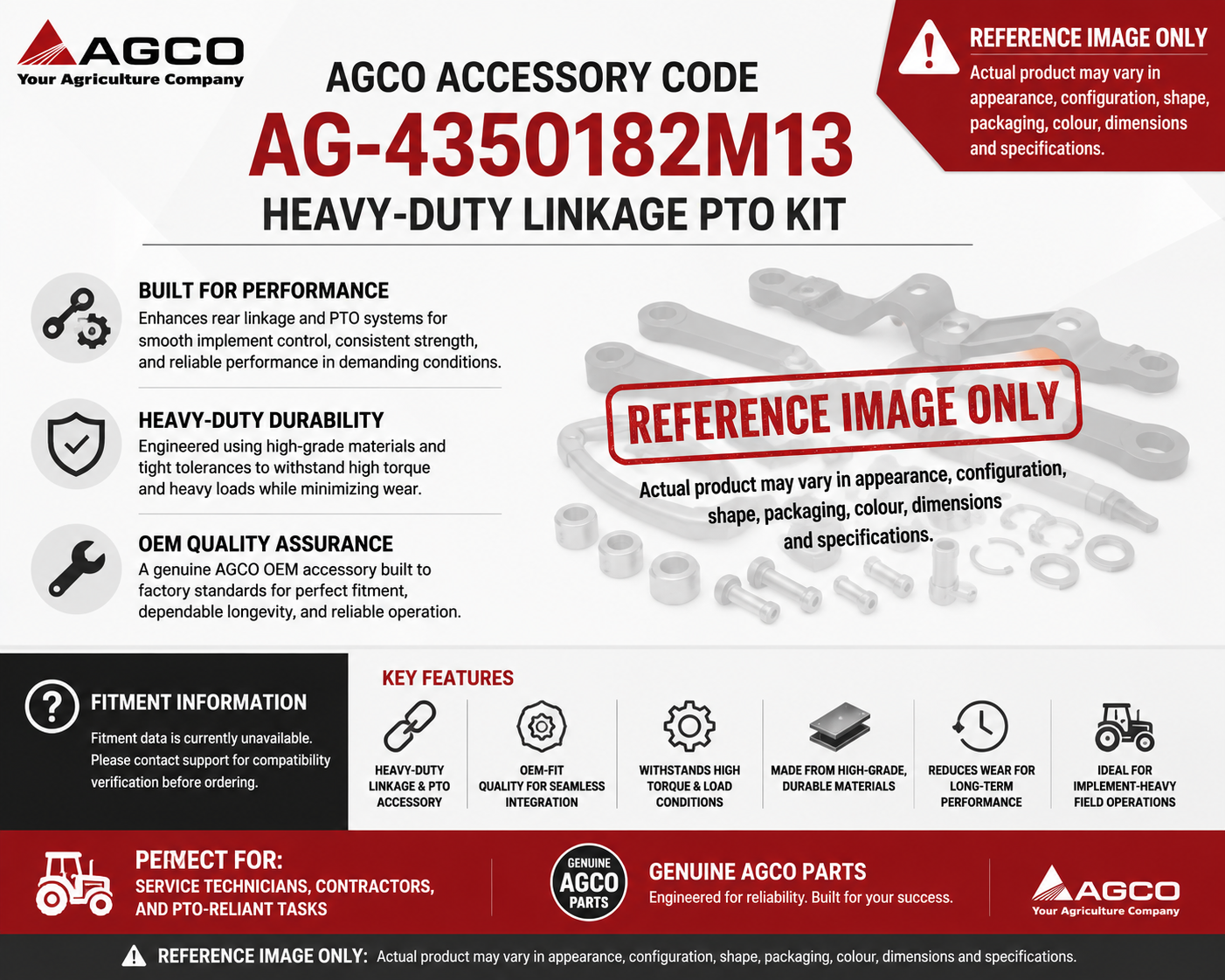 AGCO Accessory Code AG‑4350182M13 – Heavy-Duty Linkage PTO Kit